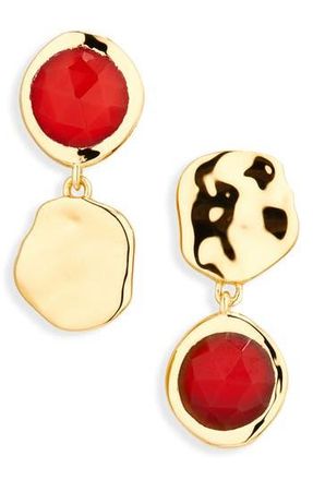 Monica Vinader Lucky Red Onyx Asymmetric Drop Earrings in 18K Gold Vermeil at Nordstrom Rack