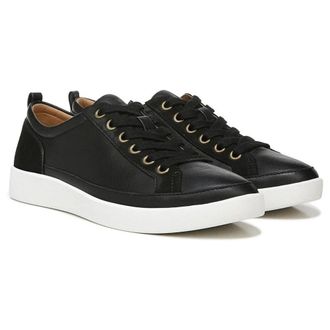 Vionic Winny Sneakers Womens Black Leather Lace Up Comfort Shoes RHS9544