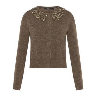Seventy Cardigan in misto lana con applicazioni gioiello - - Knitwear - Donna - Marrone - L