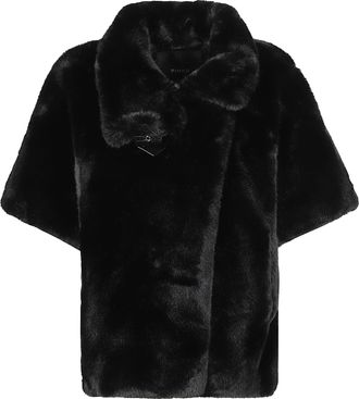 Pinko New Comodino Plush Faux Fur Wide Collar Cape