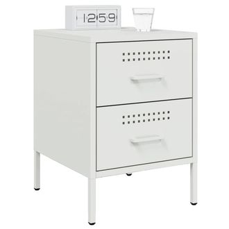 Berkfield Home Durable Bedside Cabinets 2 pcs White 36x39x50.5 cm Steel