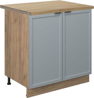 Vicco Armario Bajo Para Fregadero Fame-line, Azul Claro-gris, 80 Cm, Et Roble