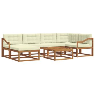 vidaXL Conjunto De Sof&aacute;s De Exterior Con Coj&iacute;n 7 Pcs Natural Y Crema Vidaxl