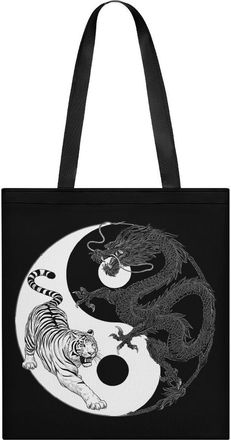 Generic Yingyang Dragons Tiger Tote Bag for Women Men Shoulder Bags Purses Pouch Handbags