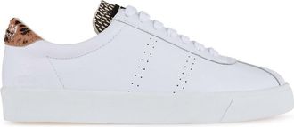 Superga Womens/Ladies 2843 Sport Club S Deer Print Cowhide Leather Trainers (White/Brown/Marshmallow) - White/Multicolour - Size UK 2.5