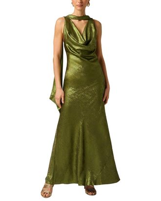 Adrianna Papell Foiled Chiffon Long Dress