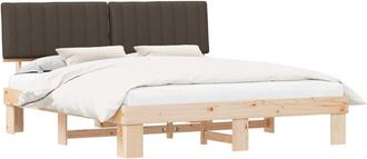 vidaXL Estructura De Cama Con Cabecera Tapizada Taup&eacute; 180 X 200 Cm Vidaxl