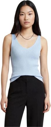 Jacqueline de Yong Mouwloze top met V-hals - Dames - Tops zonder mouwen - Blauw - XS - Nylon - Tops