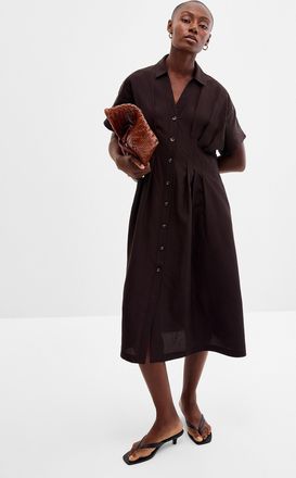 Contemporaine Womens Lyocell-linen darted waist shirtdress
