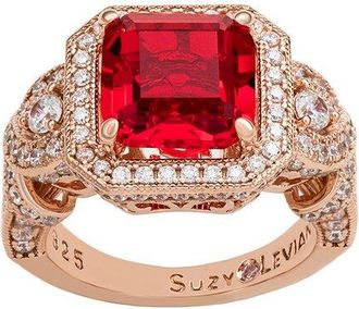 Suzy Levian Suzy Levian Silver Cz Cocktail Ring