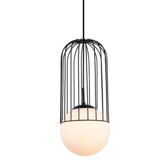 Netlighting Modern Hanging Pendant Black 1 Light with Black White Shade E27