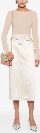 Valentino Garavani Womens Maglia Grey - Beige C - Ivory Silk - Size Small