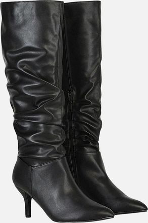 XY London Womens XY London Womens/Ladies Sian Ruched Mid Stiletto Knee-High Boots - Black - Size: 3