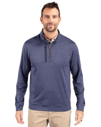 Cutter & Buck Stealth Heathered Quarter Zip Mens Pullover Jacket