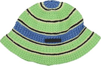 Stella McCartney Stella McCartney Womens Striped Crochet Bucket Hat - Mint Cotton - One Size