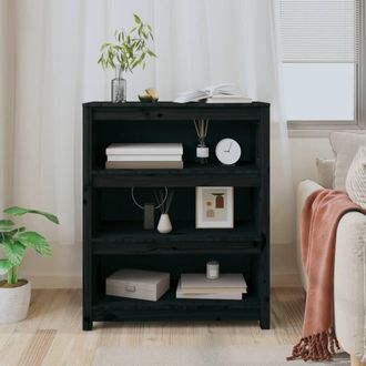 Berkfield Home Beautiful Book Cabinet Black 80x35x97 cm Solid Wood Pine | Size: 80 x 35 x 97 cm