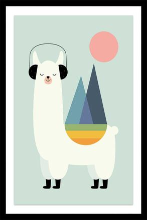 HEXOA P&oacute;ster de m&uacute;sica de alpaca con marco negro 40x60cm