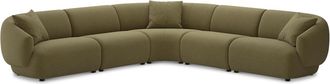 Castlery Auburn Extended L-Shape Sectional Sofa Customized, Performance Boucle Moss, Spill Resistant, Modular for Castlery