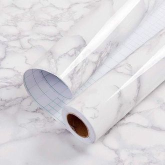 OEM Papel Adhesivo Para Muebles De M&aacute;rmol 60 Cm X 500 Cm, Papel Pintado Autoadhesivo Gris Y Blanco, Pel&iacute;cula Autoadhesiva Impermeable Para Encimeras De Co