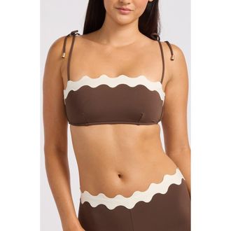 Seafolly Contrast Trim Bikini Top in Dark Chocolate at Nordstrom, Size 10 Us