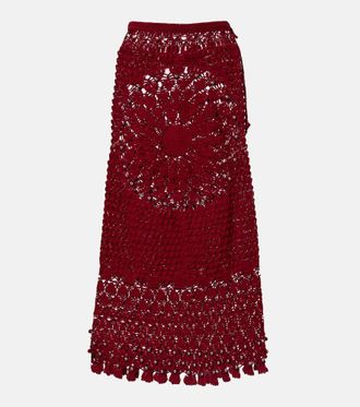 Paco Rabanne Gonna midi in cotone crochet