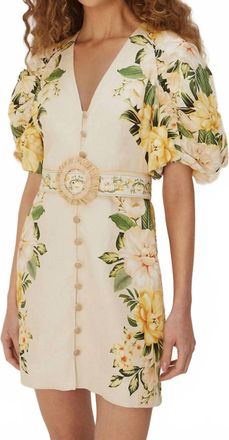 Farm Rio Gardenia Cascade Dress In Yellow