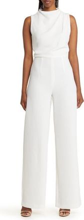 Black Halo Corrine Draped Bodice Wide Leg Jumpsuit in Sugar at Nordstrom, Size 0