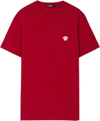 Versace T-shirt con ricamo Medusa - Rosso