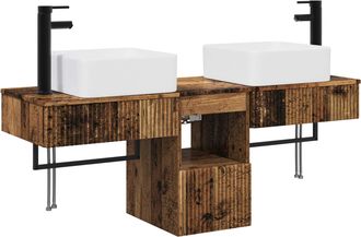 vidaXL Juego De Muebles De Ba&ntilde;o 3 Uds. Madera Envejecida Vidaxl