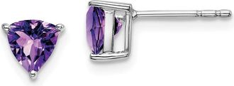 Diamond2Deal 14k White Gold Trillion Amethyst Earrings
