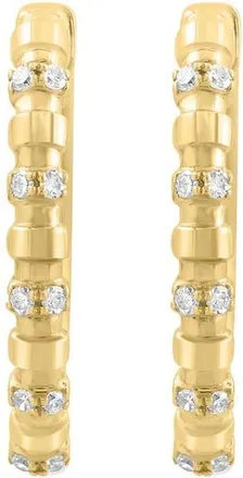 Effy 14K Yellow Gold Diamond Ribbed Hoop Earrings in 14K Gold at Nordstrom