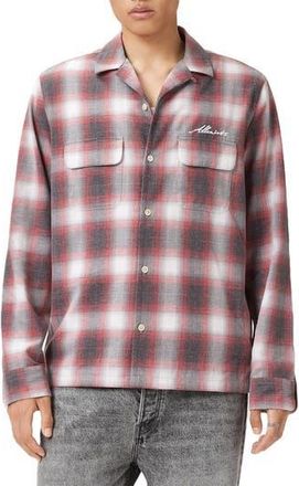 AllSaints Shams Long Sleeve Button-Up Shirt in Claret Red at Nordstrom Rack, Size Xx-Large