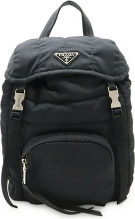 Prada Nero Nylon Leather Backpack (Pre-Owned)