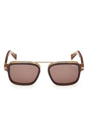 Ermenegildo Zegna 55mm Geometric Sunglasses in Transparent Golden Syrup at Nordstrom