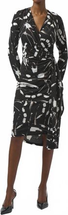 Joseph Ribkoff Abstract Faux Wrap Dress In Black/multi