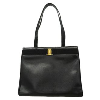 Ferragamo Black Leather Tote Bag (Pre-Owned)