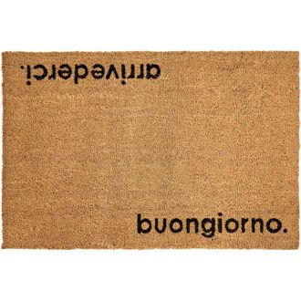 Beliani Felpudo De Fibra De Coco Antideslizante 60 X 90 Cm Con Dorso De Pvc Motivo Bienvenida Natural Labo