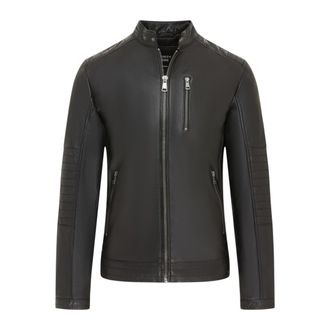 Infinity Leather Heren gewatteerde zwarte lamsleren Biker Jas - Formule