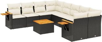 vidaXL Set De Sof&aacute;s De Jard&iacute;n 8 Piezas Y Cojines Rat&aacute;n Sint&eacute;tico Negro Vidaxl