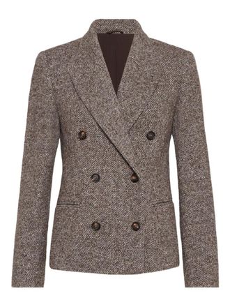 Brunello Cucinelli Brown Double-Breasted Blazer