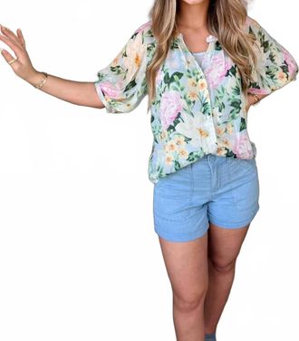 Sanctuary Spring Floral Button Blouse In Green Multi
