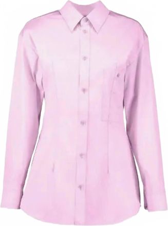Marni Womens Long Sleeve Solid Poplin Blouse In Peony