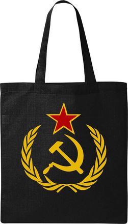 Generic Soviet Union Hammer And Sickle Natural Ecological Cotton Tote Bag Black
