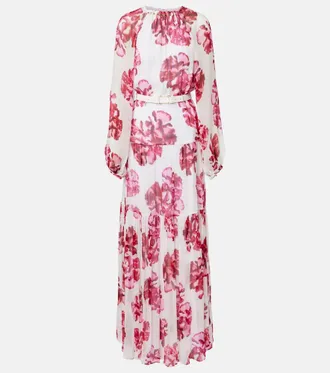 Rebecca Vallance Damask floral georgette maxi dress