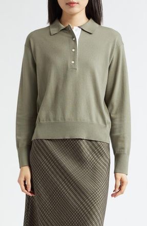 Vince Polo Wool Blend Sweater in Artichoke/off White at Nordstrom, Size Xx-Small