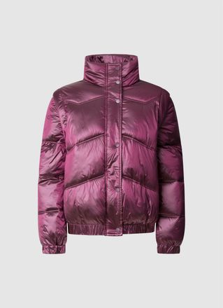 Pepe Jeans London Steppjacke PEPE JEANS FLORA, Damen, Gr. S (36), pink (cranberry pink), Web, Obermaterial: 100% Polyamid, gl&auml;nzend, regular fit, abnehmbar elastischer 