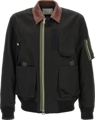 sacai Black Relaxed Bomber Jacket