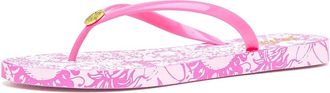 Lilly Pulitzer Pool Flip Flop Womens Sandals Cherry Blossom Pink Lil Fleur De Lilly Shoes : 9-10 M, Synthetic