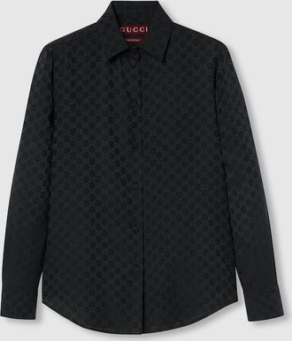 Gucci GG Cr&ecirc;pe Silk Shirt, Black