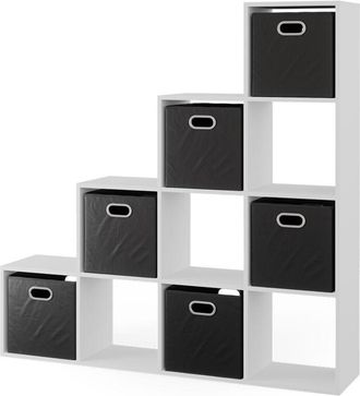 Vicco Estanter&iacute;a Escalonada, Blanco, 142.5 X 140 Cm Con 6 Cajas Plegables